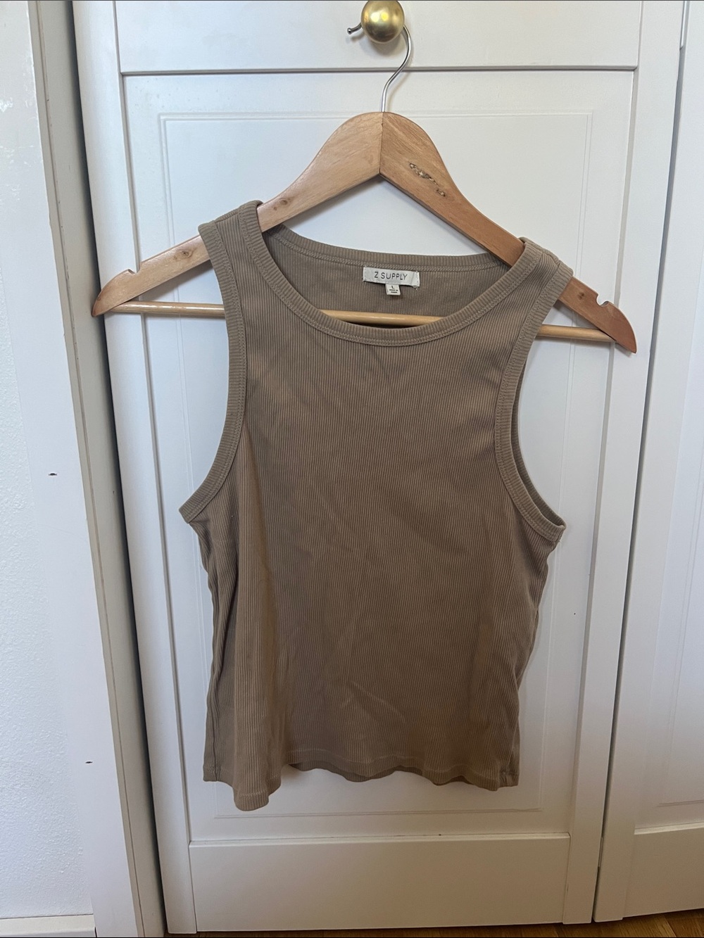 Z Supply Ribbed Tank Top in Taupe Brown